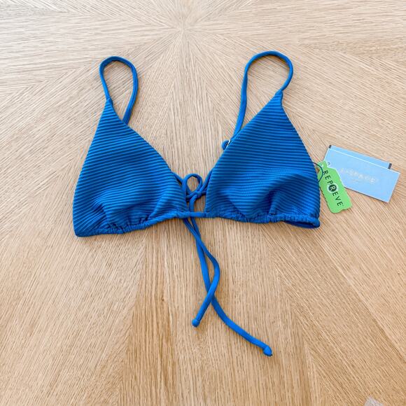 L Space Bikini Top Womens Medium Blue Brittany Ribbed Beach Coastal Summer NWT - Picture 3 of 6